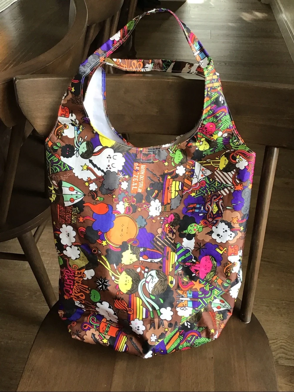 Colorful nylon tote (Tokidoki style pattern print)